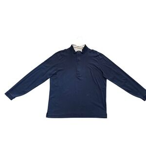 Paul Stuart‎ Mens Navy Long Sleeve 1/4 Zip Pullover Shirt Size XL